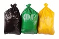Three bags of garbage sitting next to each other