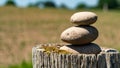 Closeup of three balancing stones Royalty Free Stock Photo