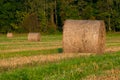Three bales of hay on the diagonal