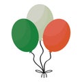 Three balloons in the colours of the Irish flag.