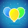 Three balloons on starry background