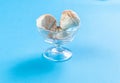 Three balls of ice cream in a glass vase Royalty Free Stock Photo