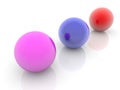 Three balls in red,purple and blue colors