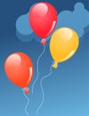 Three baloons in sky Royalty Free Stock Photo