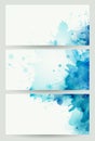 Three banners, abstract headers with blue blots