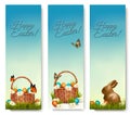 Three banners with Easter backgrounds. Royalty Free Stock Photo