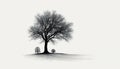 Three Bare Trees in Black and White Royalty Free Stock Photo