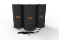 Three barrels of spilled oil Royalty Free Stock Photo