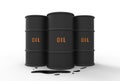 Three barrels of spilled oil Royalty Free Stock Photo