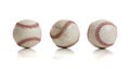 Three baseballs on white background