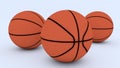 Three basketballs on the floor