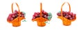 Three baskets of grapes Royalty Free Stock Photo