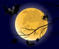 Three bats on full moon background Royalty Free Stock Photo