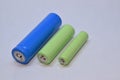Three batteries (18650, AA and AAA) Royalty Free Stock Photo