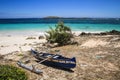 Lonely Pirogue, The 3 bays, Diego Suarez, Diana, Madagascar Royalty Free Stock Photo