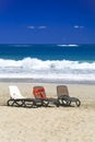 Three Beach Lounge Chairs on the Cabarete Beach