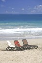 Three beach lounges, Cabarete, Dominican Republic Royalty Free Stock Photo