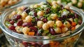 Three bean salad bundle with green, kidney, and chickpeas Royalty Free Stock Photo