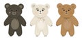 Three bears in different colors