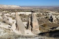 Three Beauties Fairy Chimneys in Urgup Town, Cappadocia, Nevsehir, Turkey Royalty Free Stock Photo