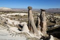 Three Beauties Fairy Chimneys in Urgup Town, Cappadocia, Nevsehir, Turkey Royalty Free Stock Photo