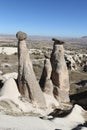 Three Beauties Fairy Chimneys in Urgup Town, Cappadocia, Nevsehir, Turkey Royalty Free Stock Photo