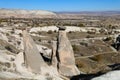 Three Beauties Fairy Chimneys in Urgup Town, Cappadocia, Nevsehir, Turkey Royalty Free Stock Photo