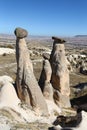 Three Beauties Fairy Chimneys in Urgup Town, Cappadocia, Nevsehir, Turkey Royalty Free Stock Photo