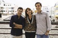 Three beautiful architects posing for a photo outside their office studio in Lisbon, Portugal. Portrait of three business persons Royalty Free Stock Photo