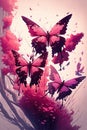 Three beautiful burgundy butterflies