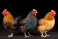 Three chickens on black Royalty Free Stock Photo