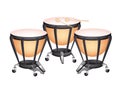 Three Beautiful Classical Timpani on White Backgro