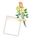 Three Beautiful Roses with Blank Photo Frames Royalty Free Stock Photo