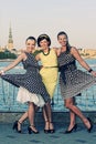 Three beautiful woman outdoors Royalty Free Stock Photo