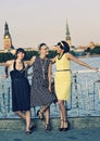 Three beautiful woman outdoors Royalty Free Stock Photo