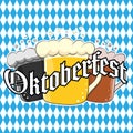 Three beer mugs with Oktoberfest lettering for stickers, banners, logos, stickers and theme design. Color vector illustration