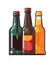three beers drinks bottles