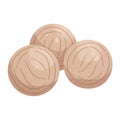 Three Beige Yarn Balls on White Background Royalty Free Stock Photo