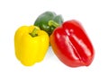 Three bell peppers an isolated on white background Royalty Free Stock Photo