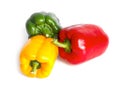Three bell peppers isolated on white background Royalty Free Stock Photo