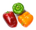 Three bell peppers isolated on white background Royalty Free Stock Photo