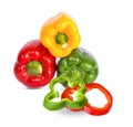 Three bell peppers isolated on white background clipping path Royalty Free Stock Photo