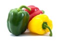 Three bell peppers isolated on white background.Bell peppers isolated Royalty Free Stock Photo