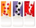 Three berries and milk banners.