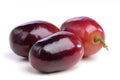 Three berries of red grapes close up. Royalty Free Stock Photo