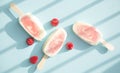 Popsicle with fresh raspberry on a table Royalty Free Stock Photo