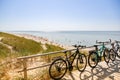 Three bicycles parked near the beach Royalty Free Stock Photo