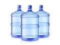 Three big bottles of water isolated on a white background Royalty Free Stock Photo