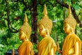 Three Big Buddha gold statues at the Temple Thailand Royalty Free Stock Photo