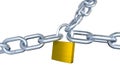 Three Big Metallic Chains Locked with a Padlock